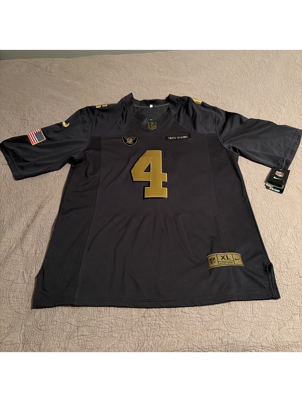 Nike Las Vegas Raiders Salute To Service Derek Carr Jersey Grey Men’s Size XL